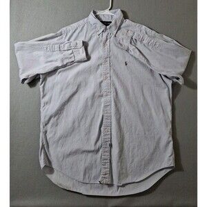 Ralph Lauren Dress Shirt Mens 17-34 Blue Yarmouth Cotton Oxford Flesh Pony Big